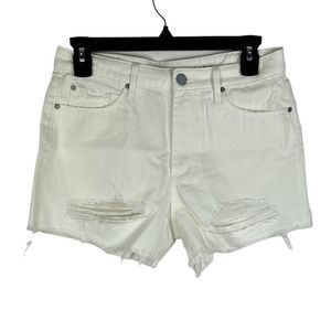ARTICLES OF SOCIETY Ripped distressed High Rise cut off white denim Shorts 26